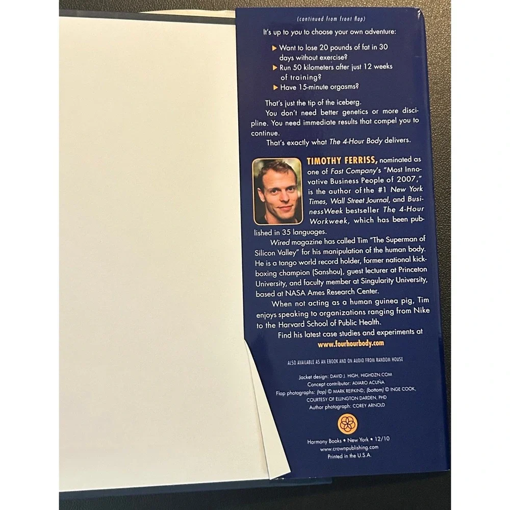 The 4-Hour Body Timothy Ferriss First Edition Hardcover Health Fitness Book